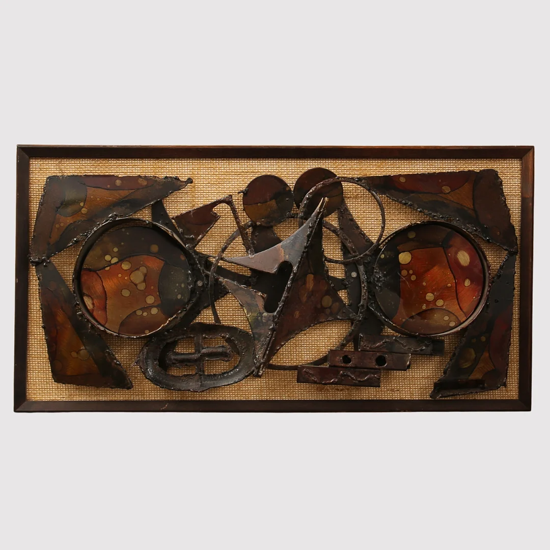 HENRIK HORST (1942). Väggskulptur, ”Abstrakt komposition”, järn, stål, 1970-tal, signerad. — Sculptures & Bronzes — Limhamns Auktionsbyrå