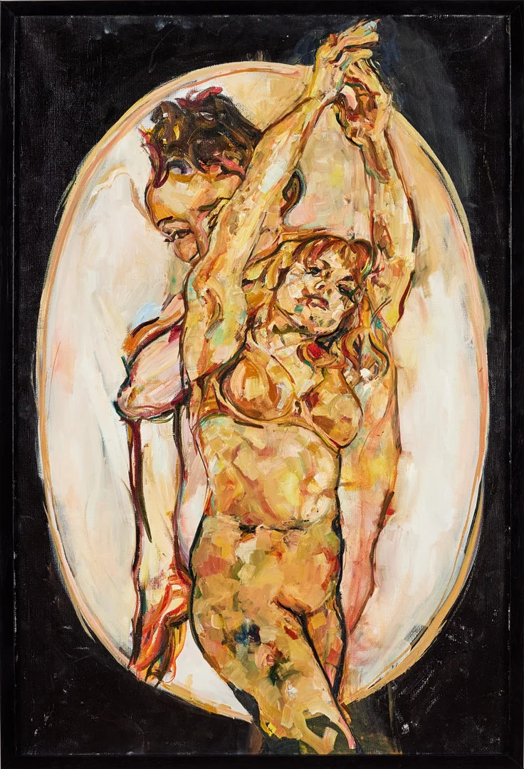 ELIN KÄLLMAN. Kvinnan bakom allt (Uppsträckta armar), olja på duk, 91 x 61 cm. — Paintings — Stockholms Auktionsverk Fine Art