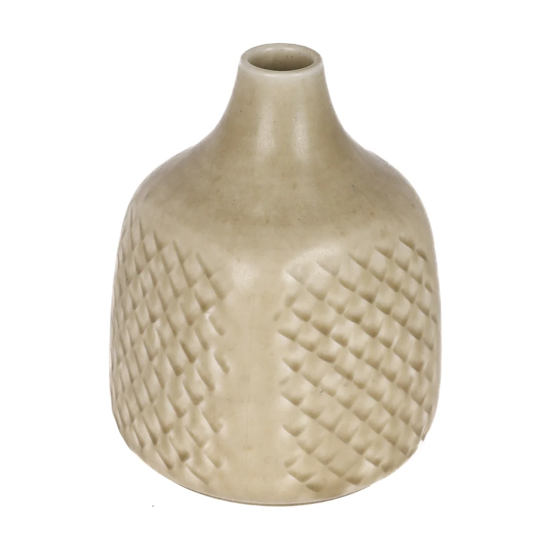 Eva Stæhr Nielsen for Saxbo: Small four-sided stoneware vase. — Glass, porcelain and ceramics/Vases, bowls, dishes — Lauritz