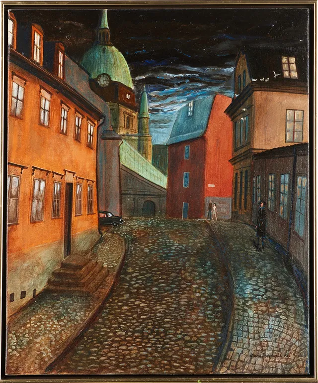 MARIA BOCZEWSKA (FÖDD 1940). "Katarina kyrkbacke", olja på duk, signerad och daterad -75.
