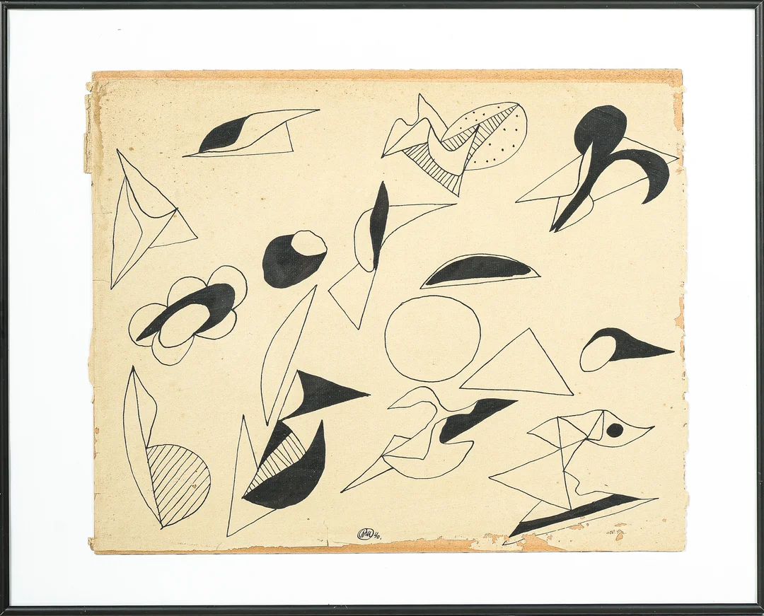 Richard Mortensen (1910-1993): Composition, ink 1940. — Paintings and sculptures/Modern pictorial arts — Lauritz
