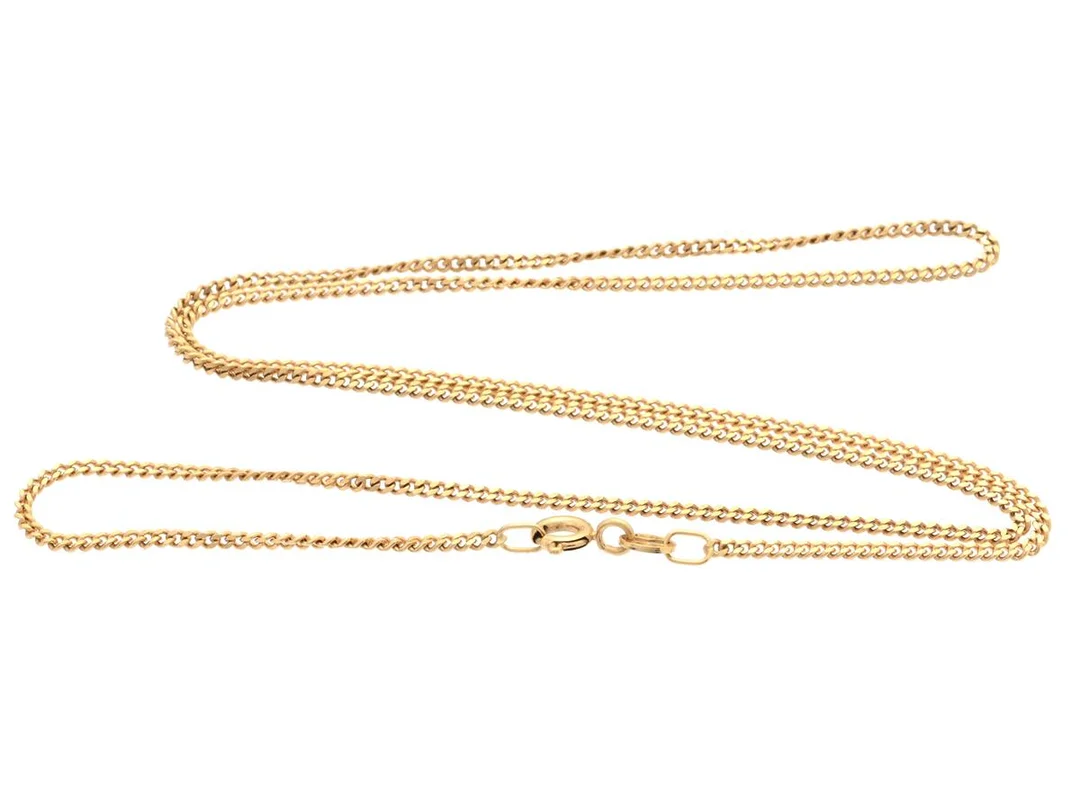 HALSKEDJA, 18K guld, pansarlänk, bredd ca 1 mm, längd ca 46,3 cm, vikt ca 4,0 g. — Smycken/Halskedja — Kaplans