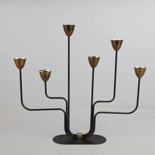 GUNNAR ANDER. Kandelaber, Ystad Metall, för 6 ljus.