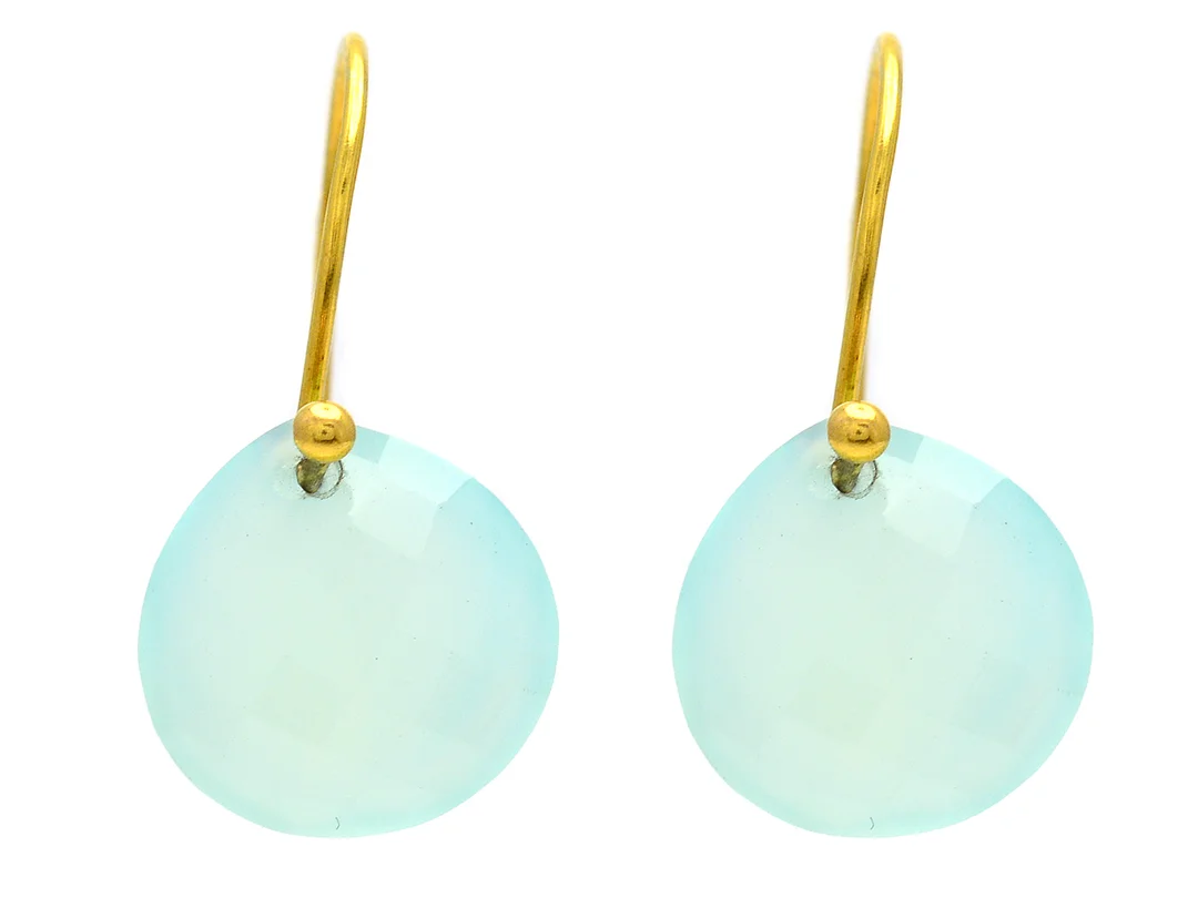 ÖRHÄNGEN, 14K guld, kalcedon, krokar, höjd 2,5 cm, vikt 2,5 g. — Smycken/Örhängen — Kaplans