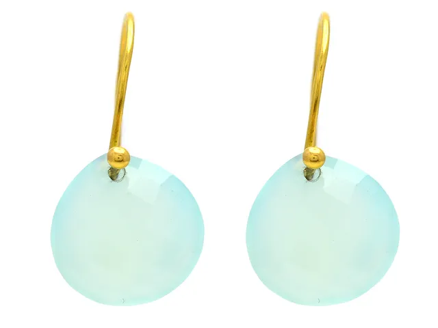 ÖRHÄNGEN, 14K guld, kalcedon, krokar, höjd 2,5 cm, vikt 2,5 g.