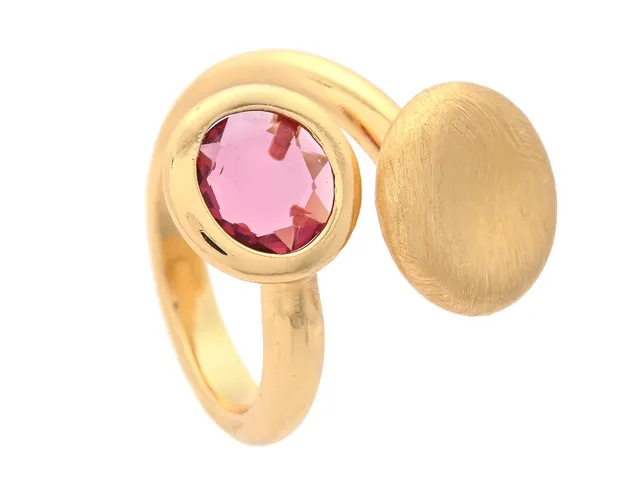 MARCELLO PANE, ring, förgyllt sterlingsilver, rosa sten, stl ca 17 mm, etui, vikt ca 5,8 g.