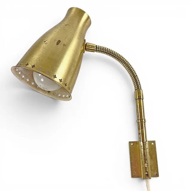 VÄGGLAMPA. Mässing, Falkenbergs Belysning, 1900-tal.