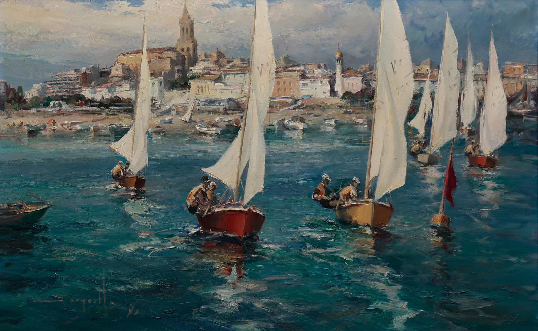 JOSEP SARQUELLA. View of Palamós. — Paintings — Balclis