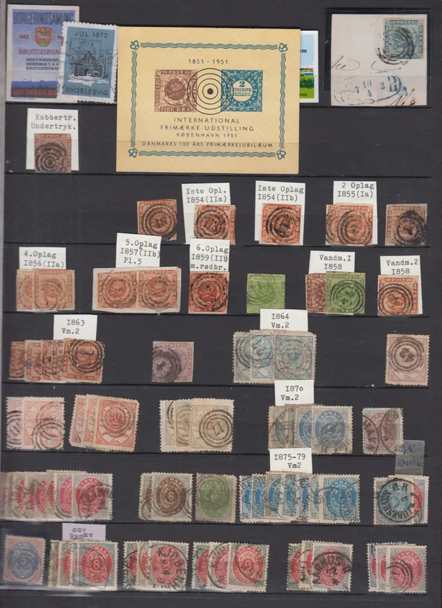 DANMARK. Lagerbog med en del ældre materiale. Samlet til ca. 1967.