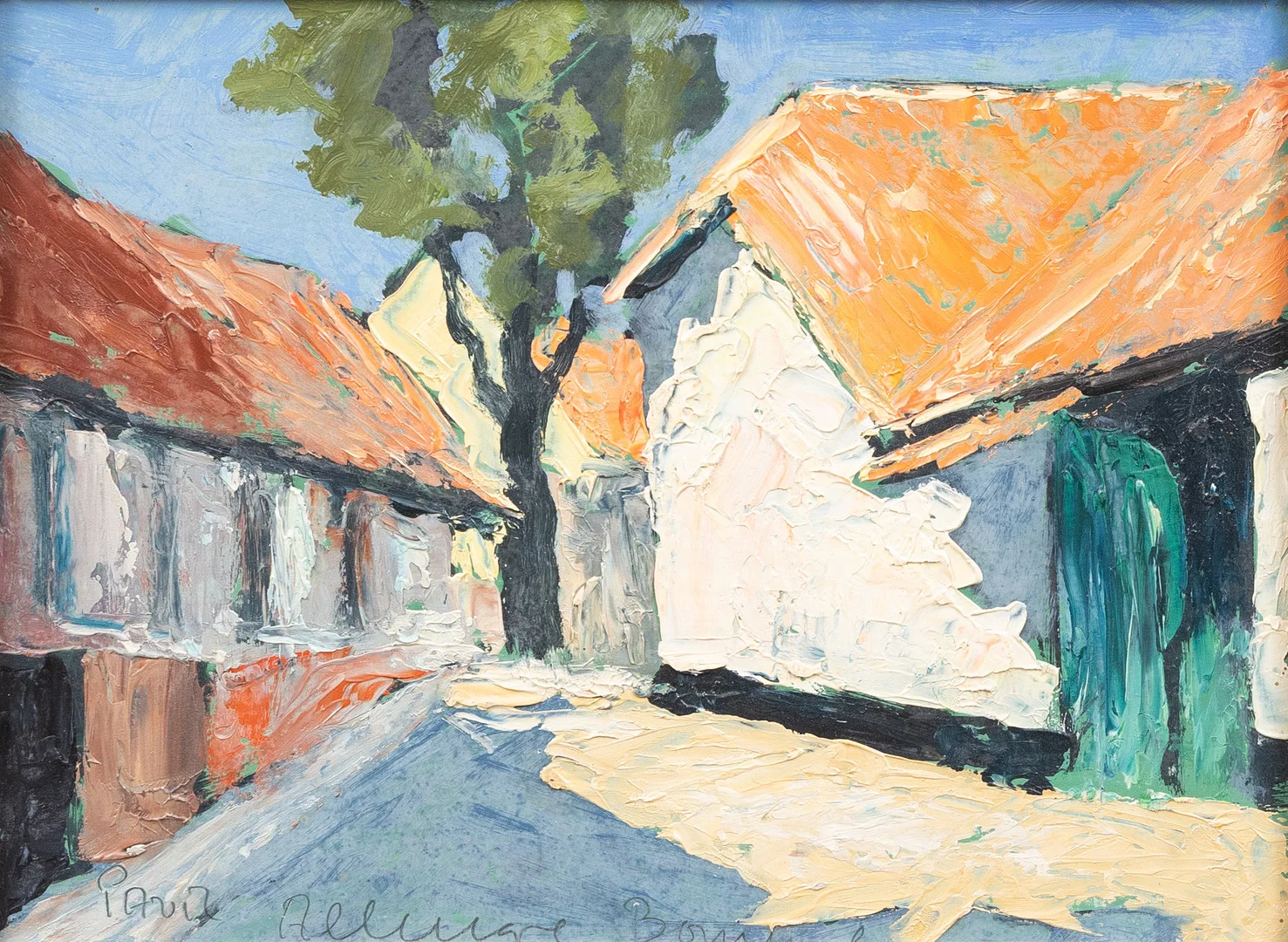 PAUL K JÖRGENSEN. Motiv från Allinge, Bornholm, olja på pannå, signerad. — Paintings — Garpenhus Auktioner