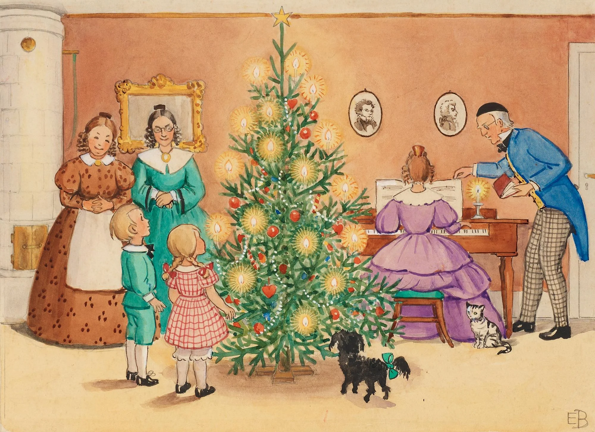 Elsa Beskow, Petters och Lottas första julafton hemma hos Tanterna. — Bukowskis