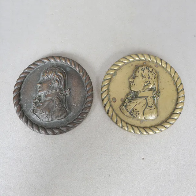 TWO EARLY 20TH CENTURY BRASS PLAQUES OF THE DUKE OF WELLINGTON (2).