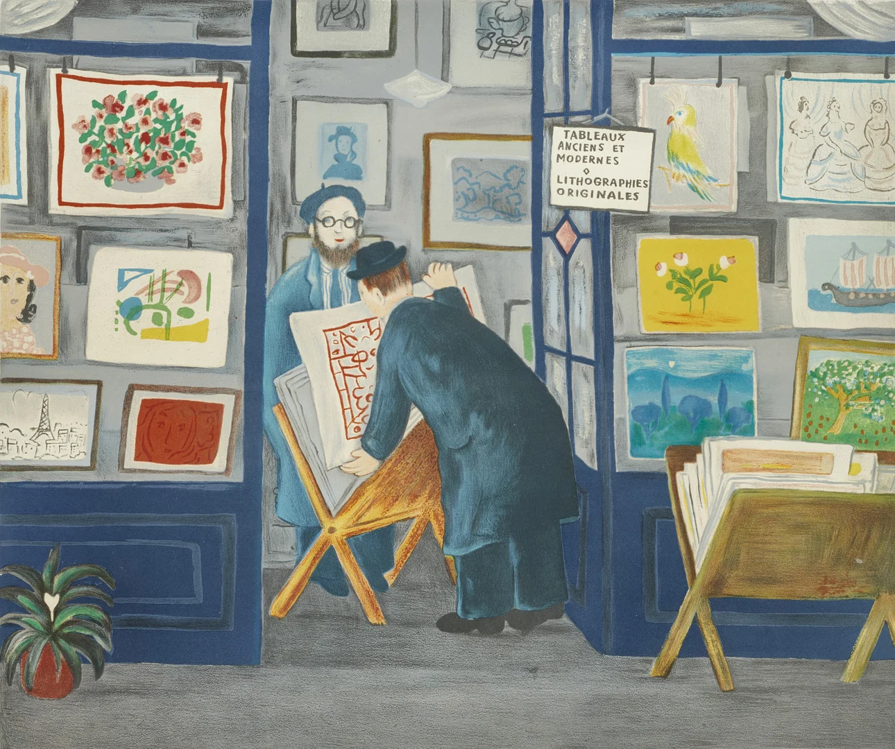 LENNART JIRLOW (1936–2020). Hos Galleristen, signerad och numrerad, färglitografi. — Engravings & Prints — Crafoord Auktioner Stockholm