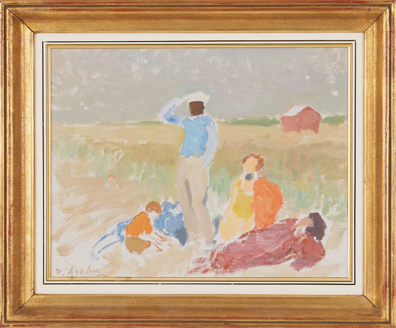 HJALMAR GRAHN. "Vid badstranden, Öland", olja på duk, signerad Hj Grahn, á tergo med påskrift, och datering, 1937. — Paintings — Stockholms Auktionsverk Magasin 5