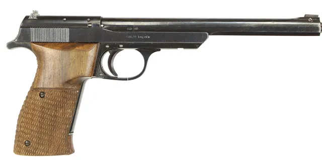 PISTOL, fabrikat Walther Zella Mehlis, modell Olympia, kaliber .22LR, tillv.nr 7607, se-nr Beg.