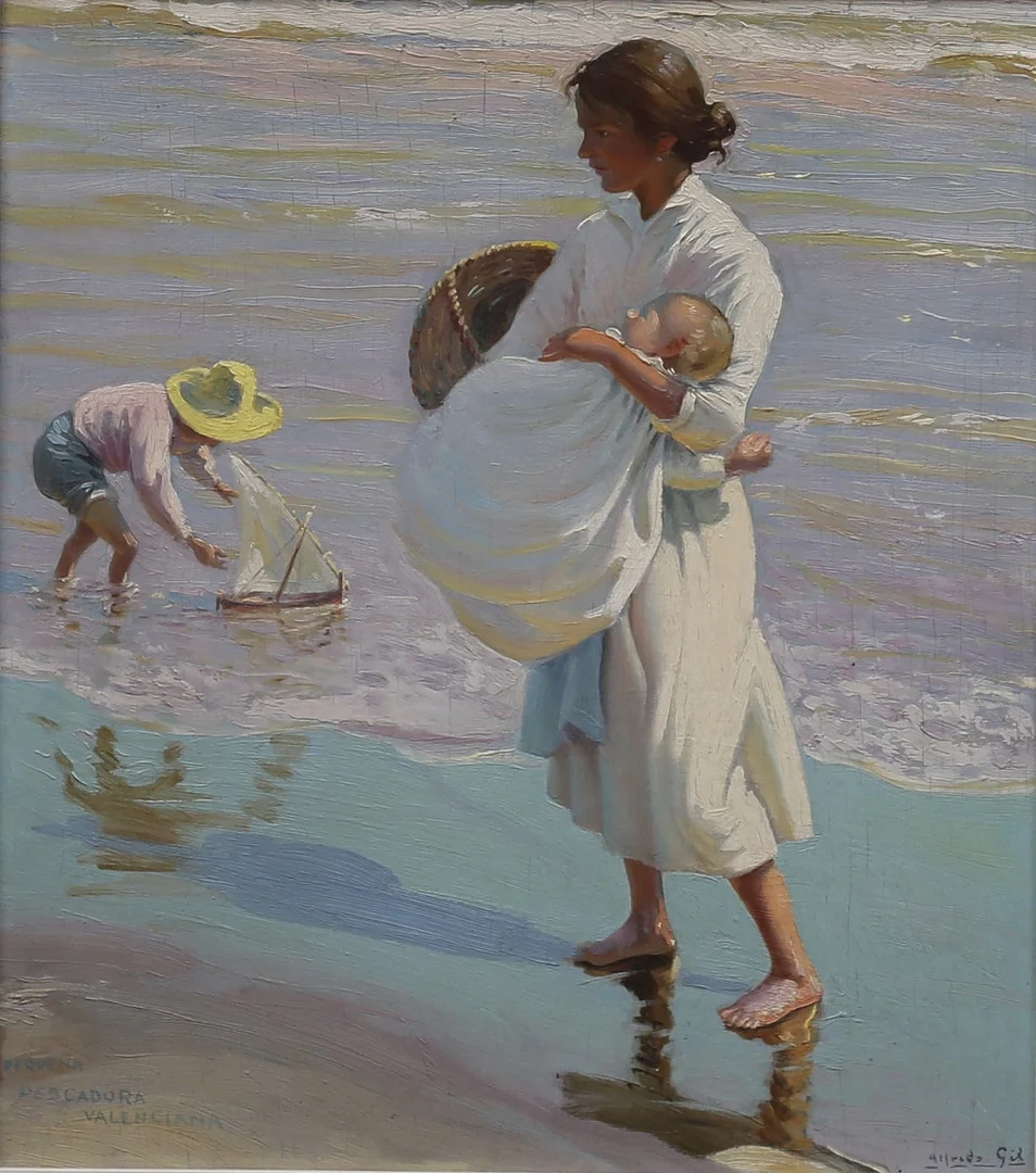 ALFREDO GIL. "Pequeña pescadora valenciana". — Paintings — Balclis