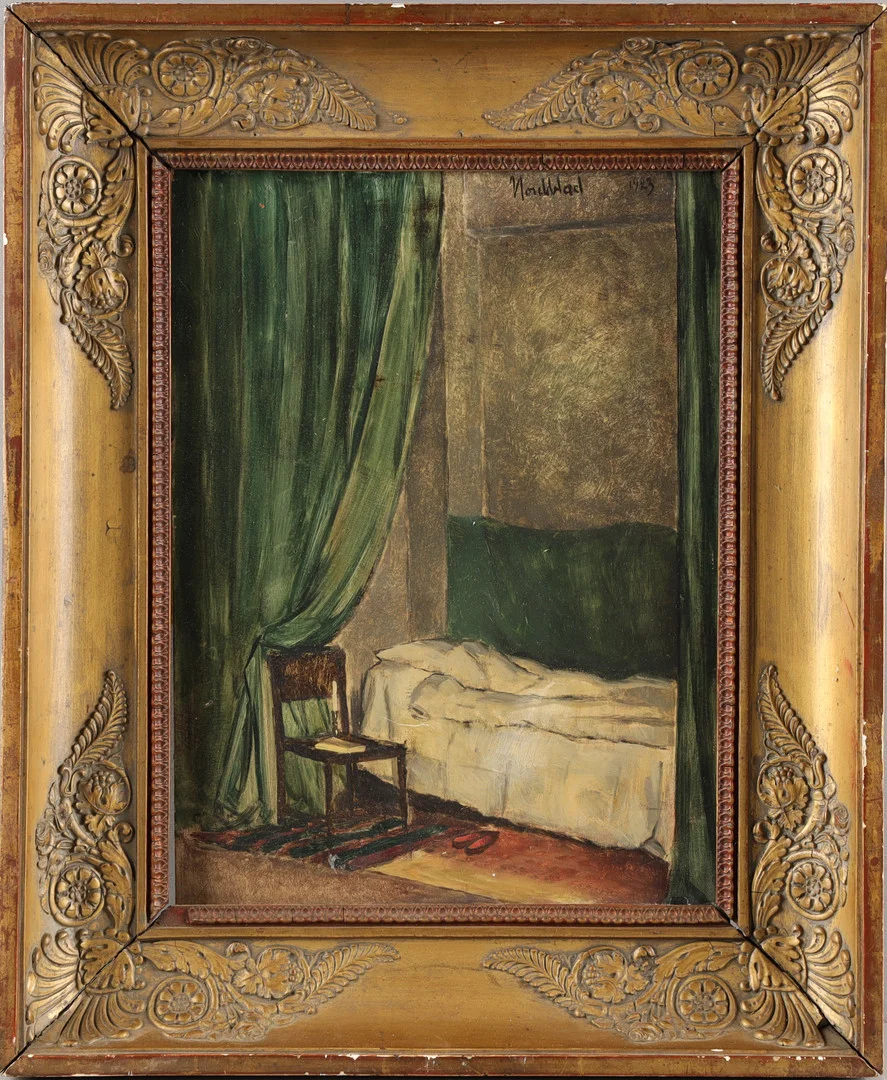 GÖSTA NORDBLAD (1897-1940). Interiör, olja på pannå. — Paintings — Stockholms Auktionsverk Helsingborg
