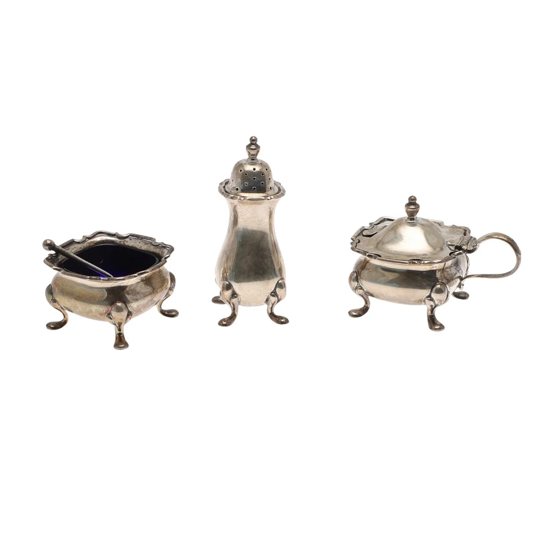 SILVER CONDIMENT SET. — Silver — Lawrences Auctioneers