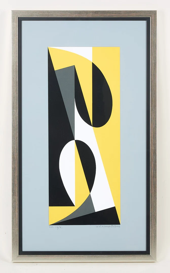 LARS-GUNNAR NORDSTRÖM. "Kombination", signerad, serigrafi, H.C. IX/X. — Engravings & Prints — Stockholms Auktionsverk Helsinki