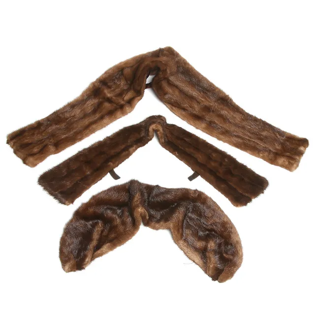 KRAGAR och HALSDUK, 3 st, mink, 1900-talets mitt.