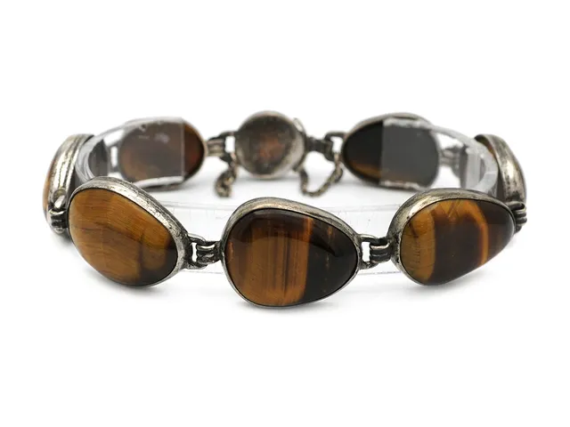 ARMBAND, silver, tigeröga, längd 16 cm, vikt 21,9 g.