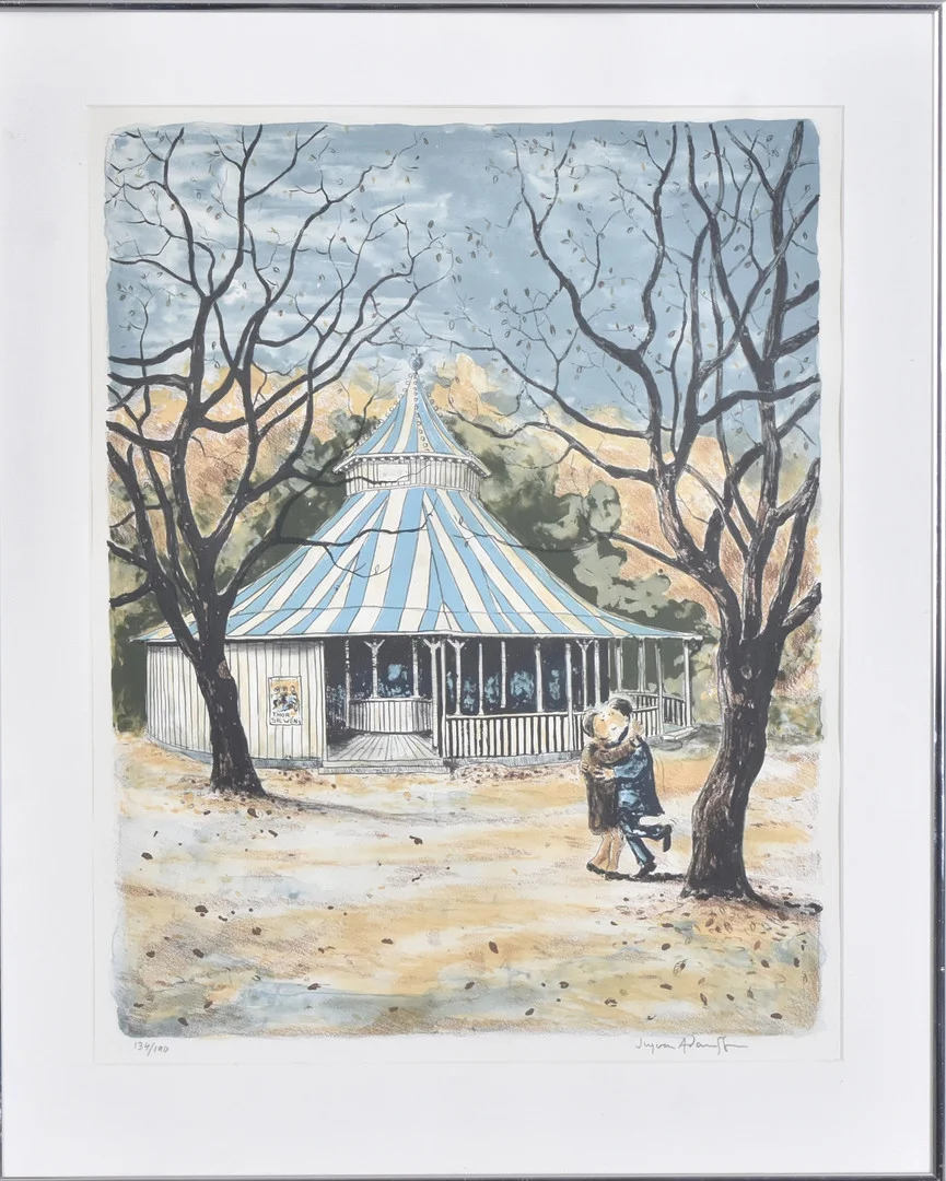 INGVAR ADAMSSON. färglitografi, dansrotundan. — Engravings & Prints — Halmstads Auktionskammare