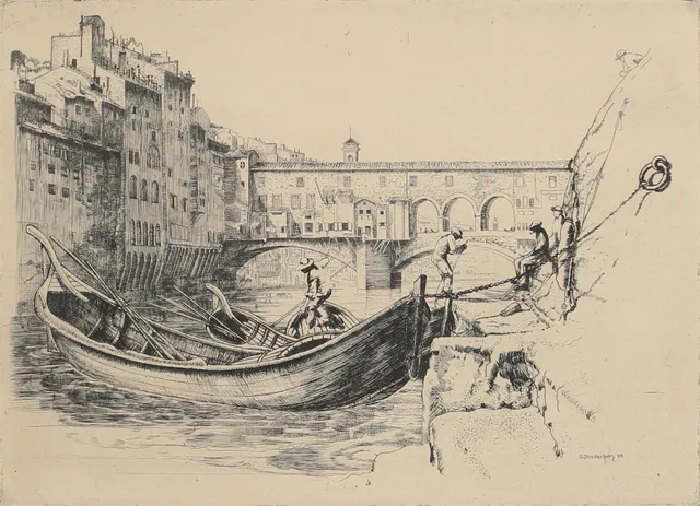 UNO STALLARHOLM (1894-1974). Motiv från Florens, etsning, signerad U Stallarholm och daterad -24.