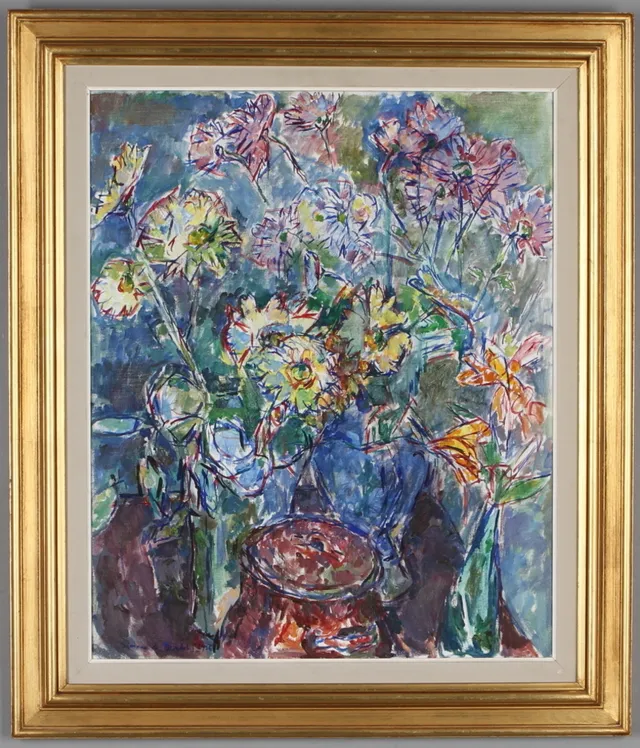 SIMONE DE DARDEL. Blomsterstilleben, olja på duk, signerad och daterad 1956.