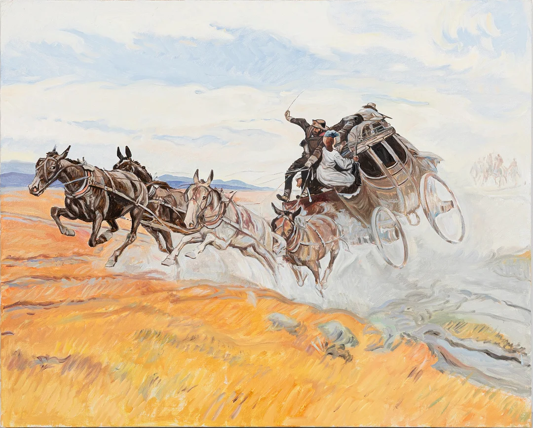 GÖTE GÖRANSSON. TILLSKRIVEN. Attackerad diligens, olja på duk, osignerad. — Paintings — Auktionshuset Kolonn