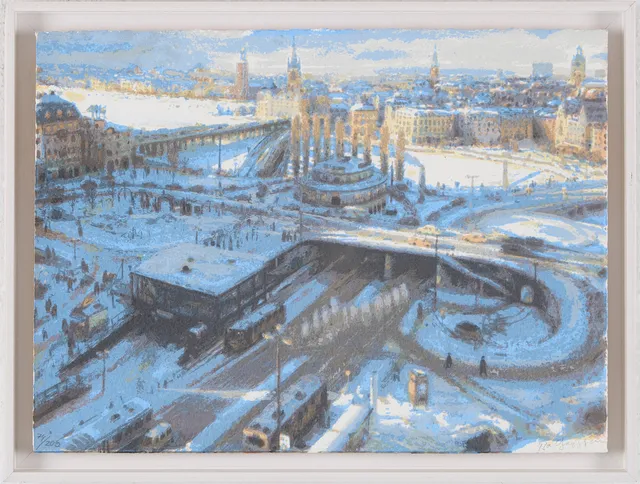 BO LARSSON (FÖDD 1945). motiv av Slussen, färglitografi, signerad och numrerad 74/200.