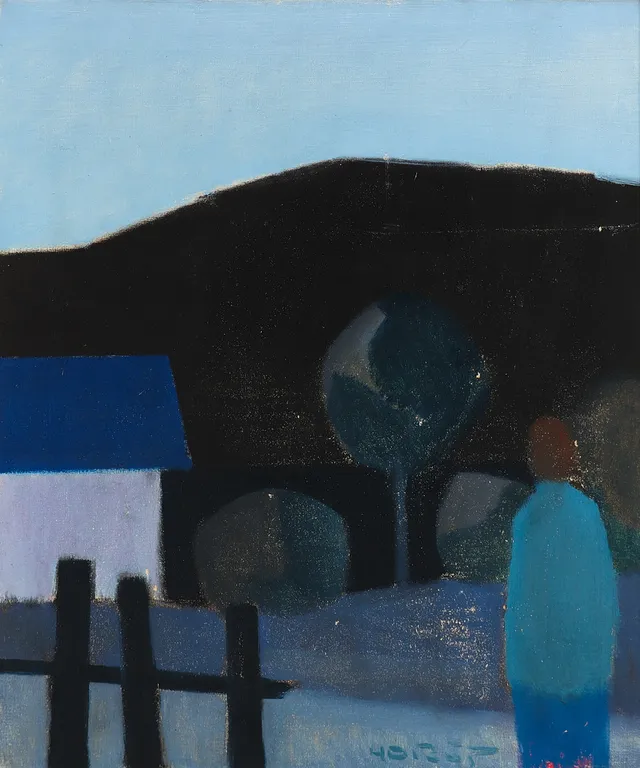 KNUD HORUP (1926-73). Landskabsparti, olie på lærred, signeret, 1960'erne. Danmark.