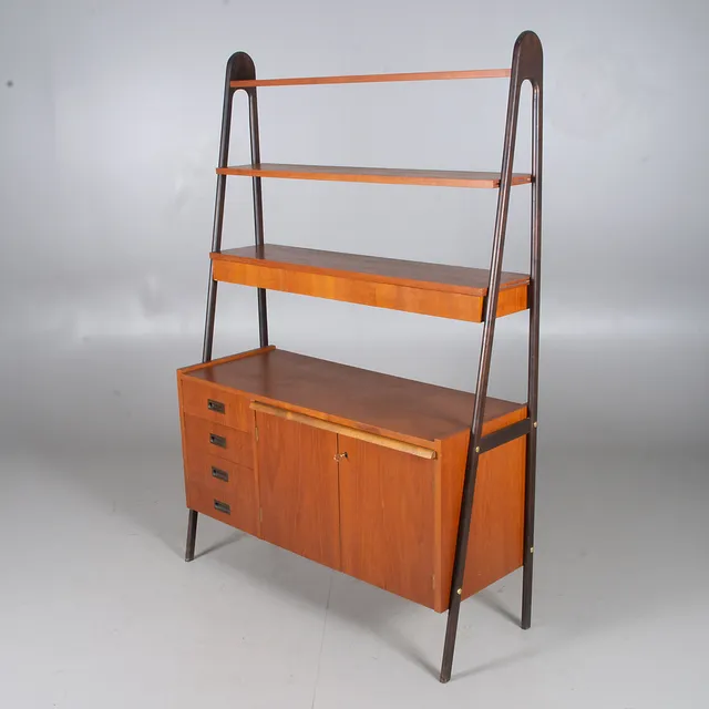 BOKHYLLA, teak/bok, 1900-talets mitt.