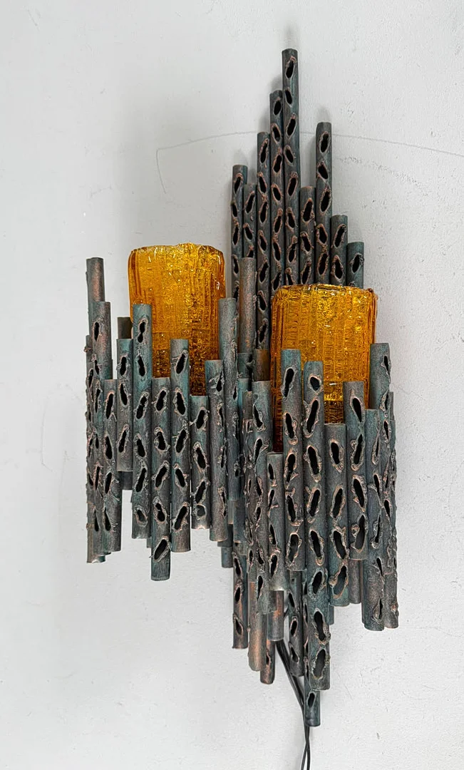 MARCELLO FANTONI. Brutalistische Wandleuchte/Wandlampe, Italien, 1970er Jahre. — Wall Lights — Stockholms Auktionsverk Düsseldorf/Neuss