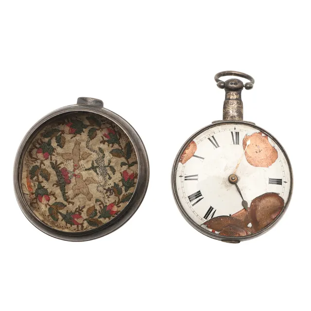 A SILVER PAIR CASED POCKET WATCH.
