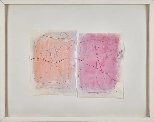 EDDIE FIGGE. Omgiven av okända signaler, blandteknik med collage, 29 x 41 cm.