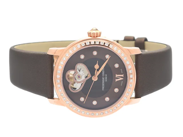 FREDRIQUE CONSTANT, Geneve, Heart Beat, Cal FC-310, Serie nr. 1887749, Ref nr. FC-310CDHB2PD4, Boett nr. FC-303/310X2P4/5/6, damur, 34 mm, doublé, automatisk, safirglas, pärlemorurtavla med briljanter (8 st. ca 0,12 ctv), semiskeletterad urtavla, briljantkrans (48 st. W/VS, ca 0,70 ctv), glasbaksida, satinband, viklås, cert, februari 2016, box, ytterkartong.