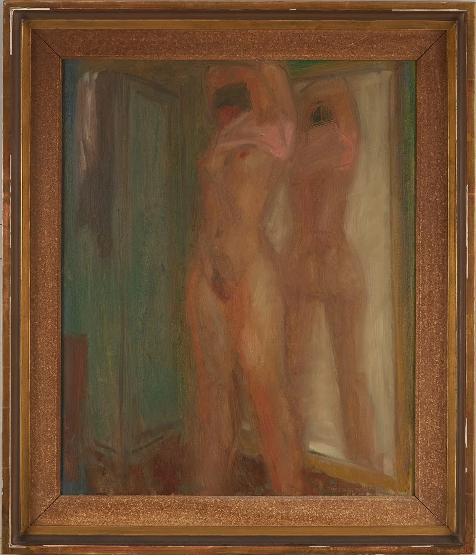 VICKE LINDSTRAND. TILLSKRIVEN. Modellstudie, osignerad, olja på duk. — Paintings — Stockholms Auktionsverk Magasin 5