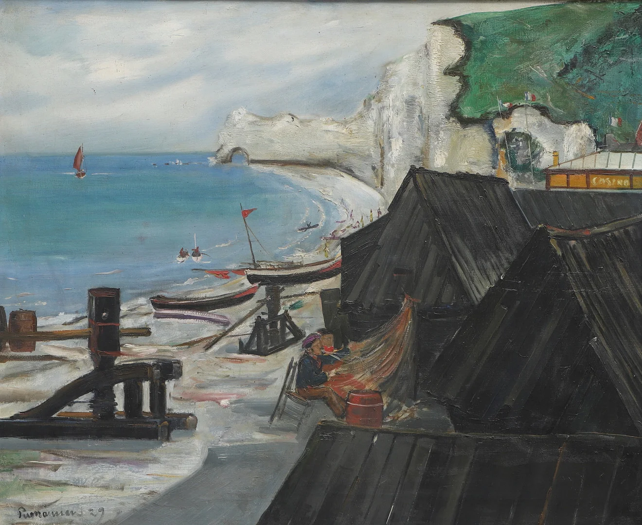 PER MÅNSSON. Olja på duk, "Landskap Normandie", Klippa- Étretat Normandie, signerad, daterad 1929. — Paintings — Ekenbergs Auktioner