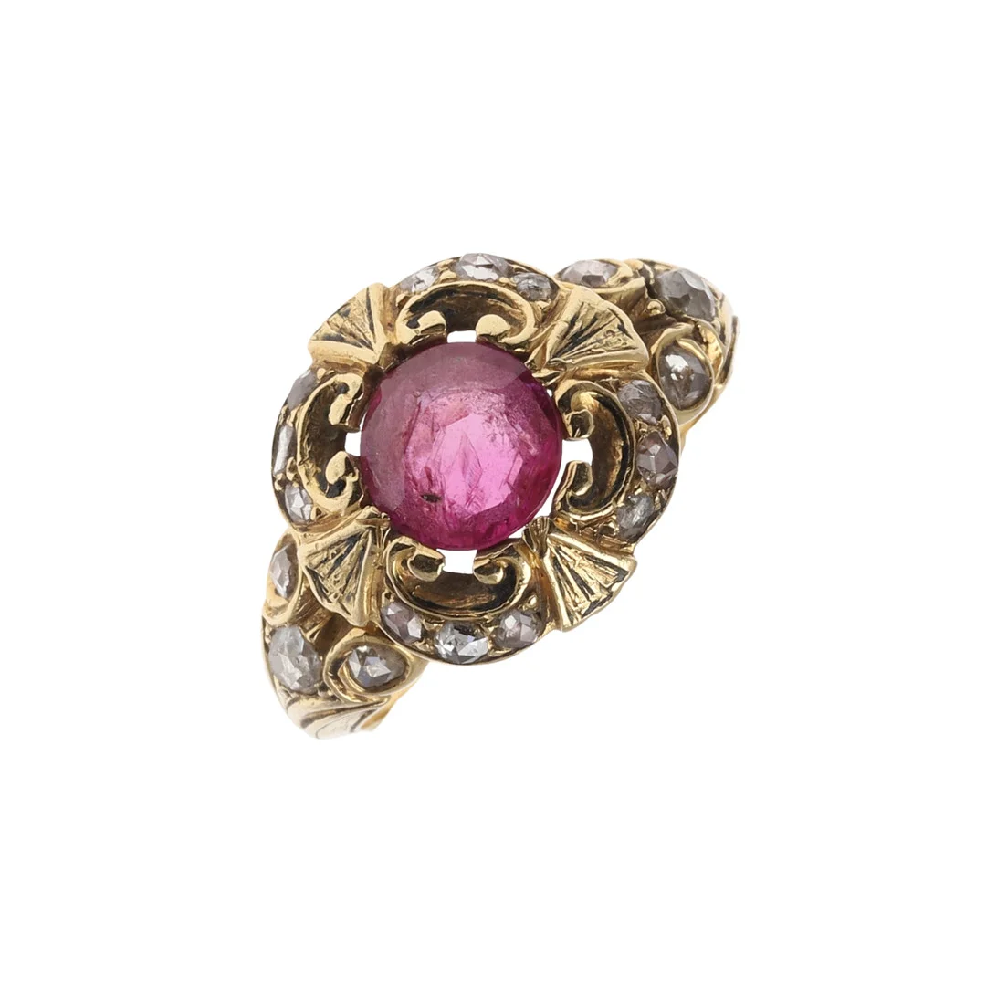 A RUBY AND DIAMOND CLUSTER RING. — Rings — Lawrences Auctioneers