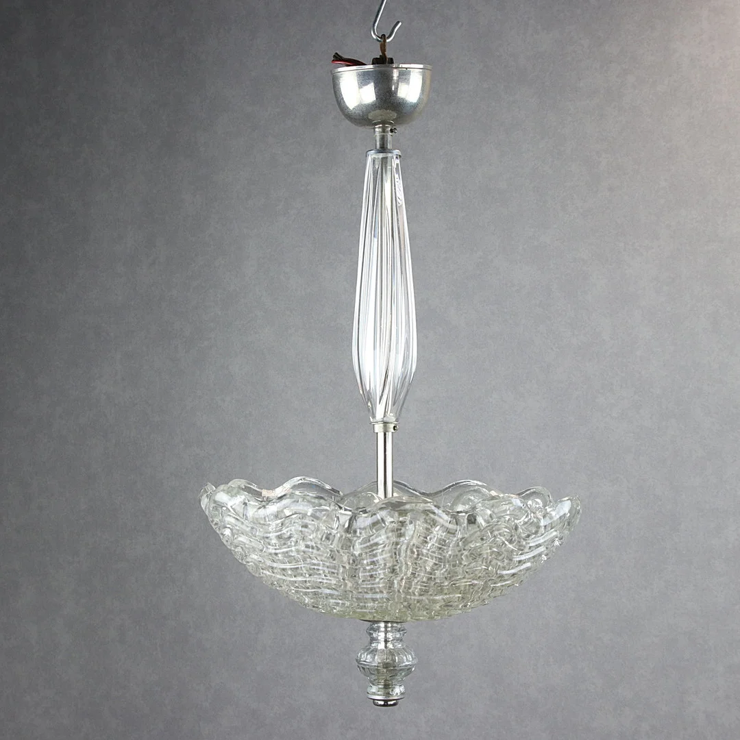 CARL FAGERLUND. Taklampa, glas, glasklädd stomme, krom, troligen Orrefors, 1960-tal. — Ceiling lights — Höganäs Auktionsverk
