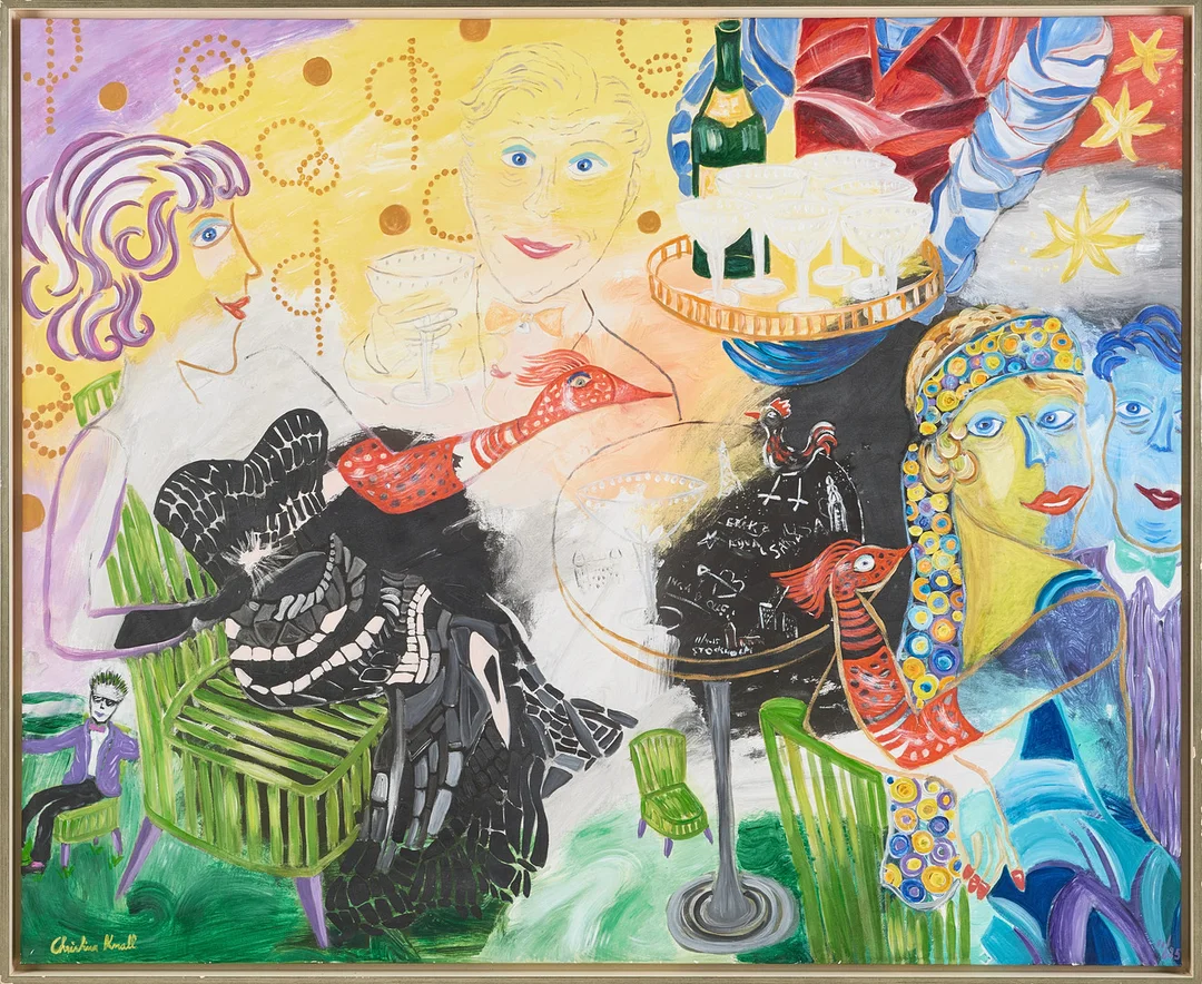 CHRISTINA KNALL. "Let's Celebrate", Handkolorerad giclée / olja på duk, numrerad 11/25, signerad och daterad 2015. — Paintings — Stockholms Auktionsverk Magasin 5