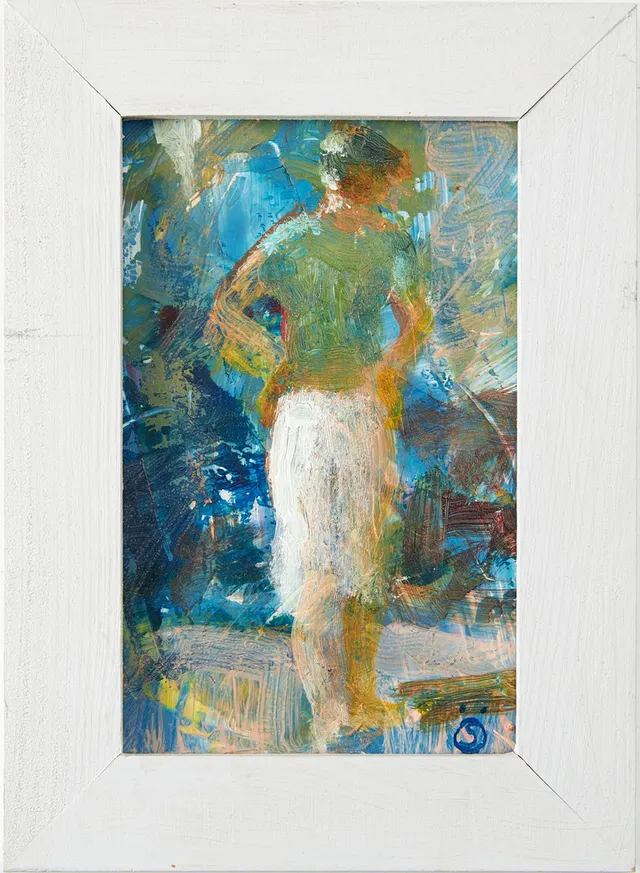 ÖRJAN SÄTRE (f.1952) "Kvinna i grön tröja", oljemålning, monogramsignerad och daterad 2006.