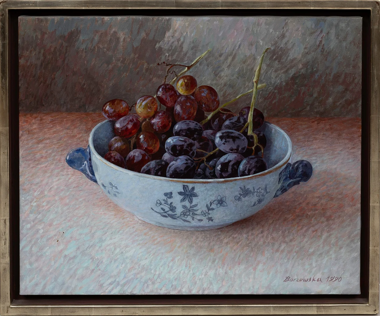 MARIA BOCZEWSKA (1940-). Olja på duk, Vindruvor i skål, signerad och daterad 1990. — Paintings — Auktionshuset Kolonn