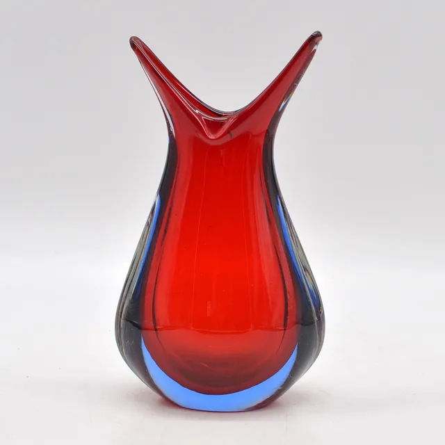 FLAVIO POLI. MURANO DESIGNERVASE, STUDIOGLAS, SOMMERSO, ITALIEN, UM 1950.