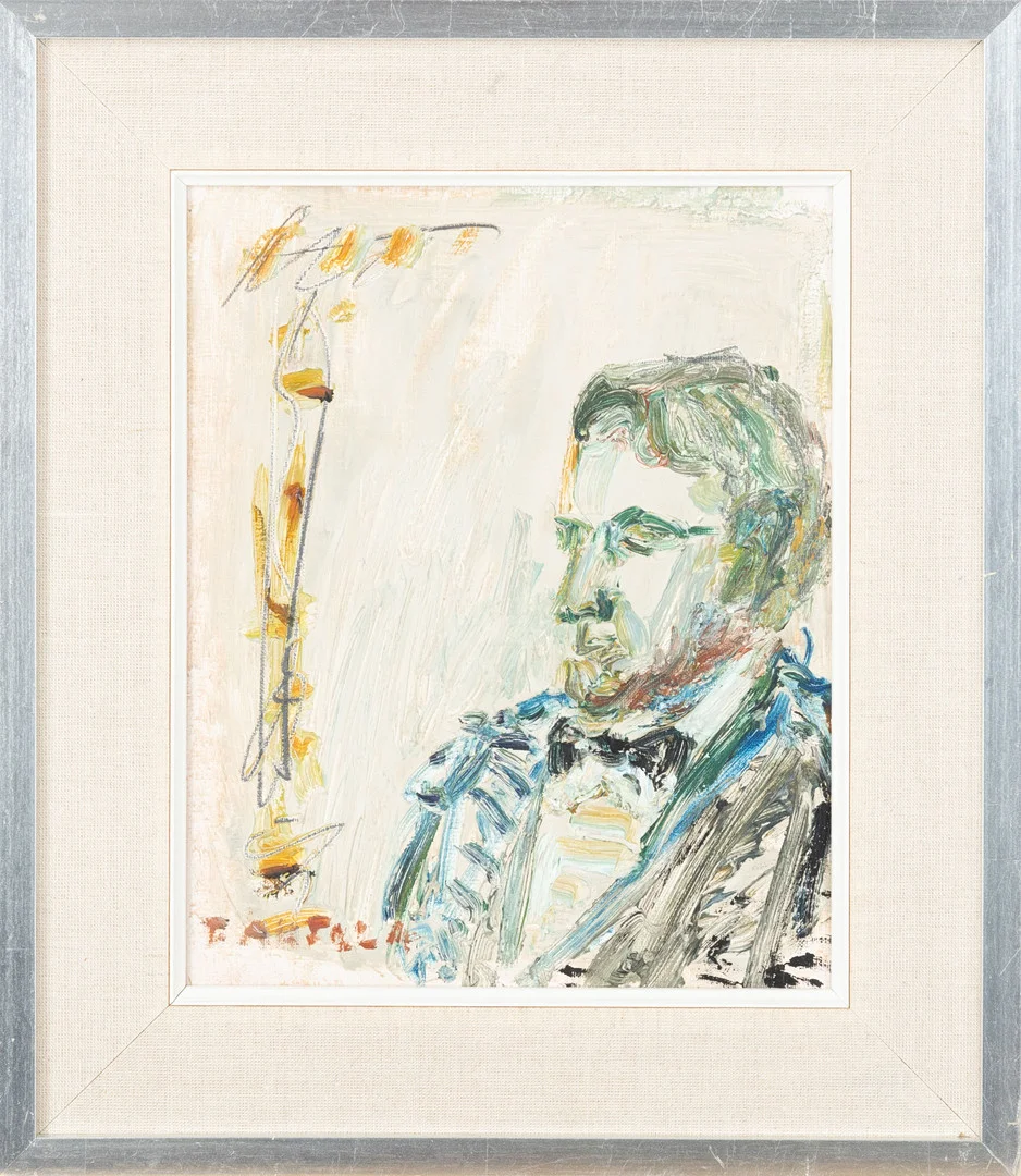 TAISTO AHTOLA. "Vice häradshövding", (1978), signerad, olja på pannå. — Paintings — Stockholms Auktionsverk Helsinki