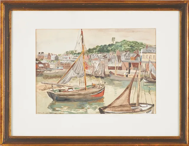 ARVID FOUGSTEDT. Honfleur, akvarell, signerad daterad 1927.