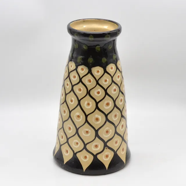 LÉON ELCHINGER (1871-1942). ELCHINGER FILS (SOUFFLENHEIM ELSASS), GROSSE VASE "TOUPI", GLASIERTER TERRAKOTTA, UM 1920, SIGNIERT.