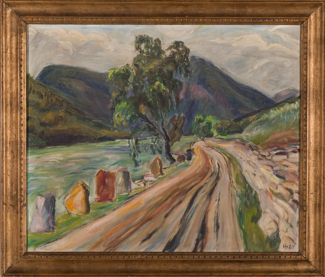 Holbø, Halvdan — "Ottdalsveien like ved Otta" 1924 — Kunst/Maleri — Blomqvist