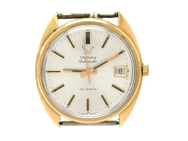 Tärnan 18K, Automatic, datum, repig glas, bucklig bakboett, Ø36mm