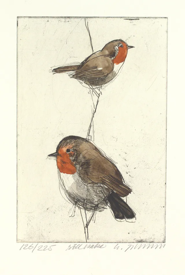LARS JOHANSSON. "Rödhake", litografi, numrerad 126/225, signerad.
